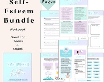 Hojas de trabajo de autoestima, libro de trabajo para desarrollar la confianza, terapia de confianza en uno mismo, complacer a las personas, habilidades de comunicación y establecimiento de límites