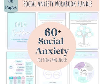 Libro de trabajo sobre ansiedad social para adolescentes y adultos, hojas de trabajo sobre ansiedad social, fobia social, actividades de terapia cognitivo conductual, hojas de trabajo sobre ansiedad social para imprimir