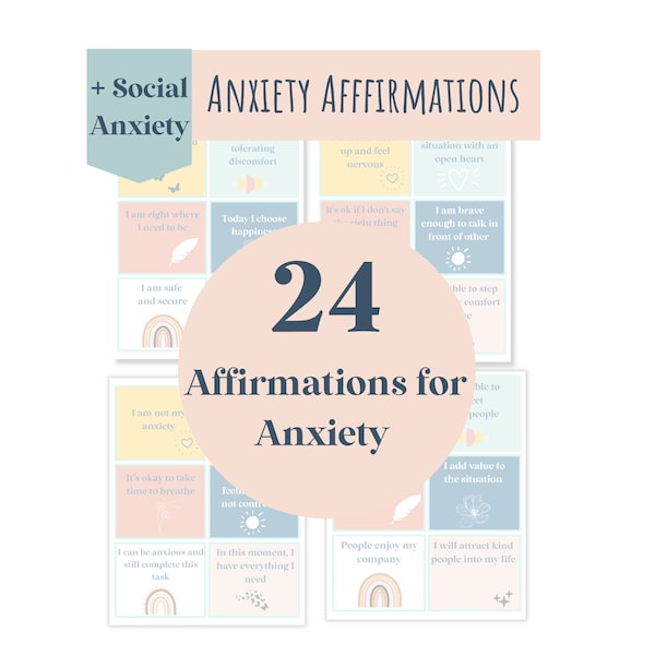 Social Anxiety and Anxiety Affirmation Cards, Positive Affirmations for Social Anxiety, Mindfulness Activity, Coping Cards, Selective Mutism