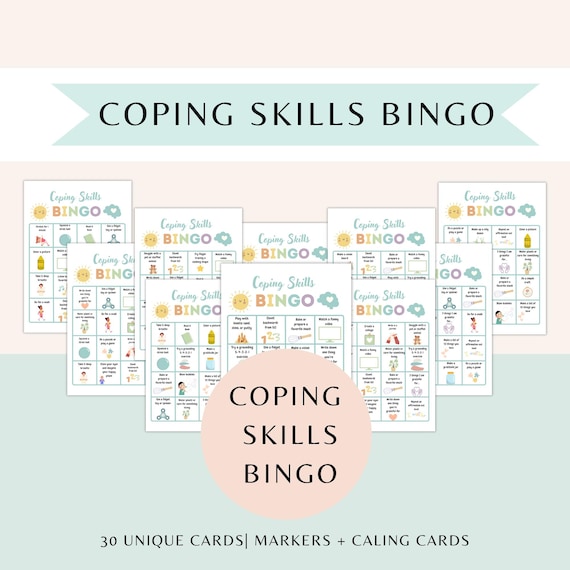 Coping Skills Bingo Cards, Coping Skills Activity, Therapy Games for Kids, School Counselor, SEL Teacher Resource, social skills Group, Kids