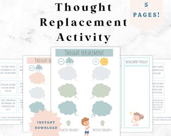 Thought Replacement Activity For Kids, CBT Worksheets for kids, Kids Anxiety, School Counselor
