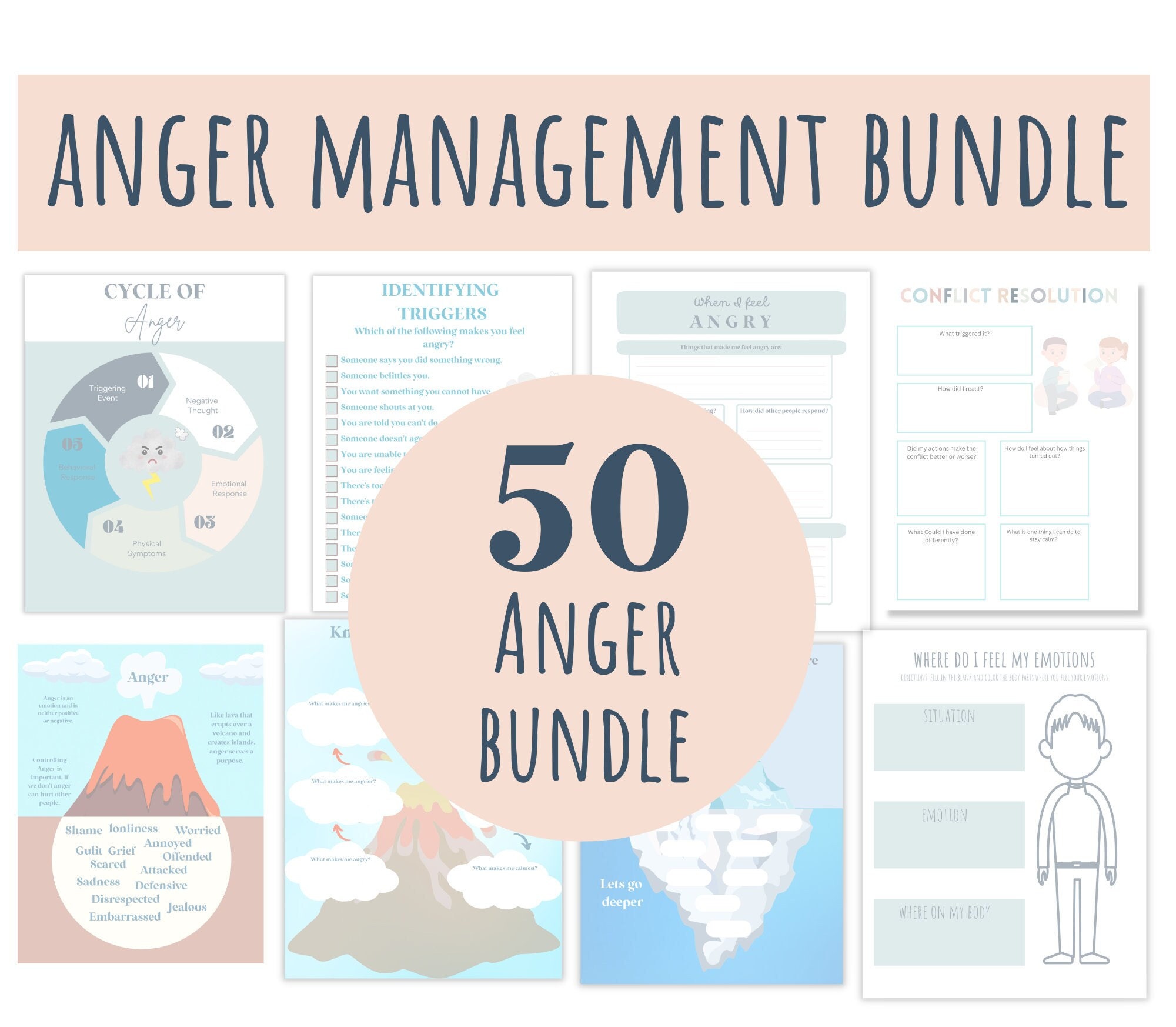 Anger Management Worksheets for Kids and Teens, Anger Worksheets ...