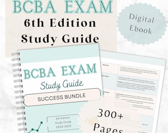 Puede incluir: Una guía de estudio BCBA Exam 6th Edition Success Bundle con encuadernación en espiral y cubierta azul claro, con el texto BCBA EXAM Study Guide, SUCCESS BUNDLE y 6th Edition Study Guide 2024-2025. Incluye un ebook digital y 300+ páginas.