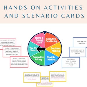 ADHD Scenario Cards, Spin the wheel game, Flexibility, coping skills, executive functioning, decision making, perspective taking