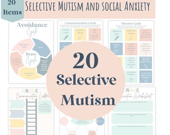 Selective Mutism and Social Anxiety Worksheets for kids and teens, Brave Talking, Coping Cards, Activities for Selective Mutism