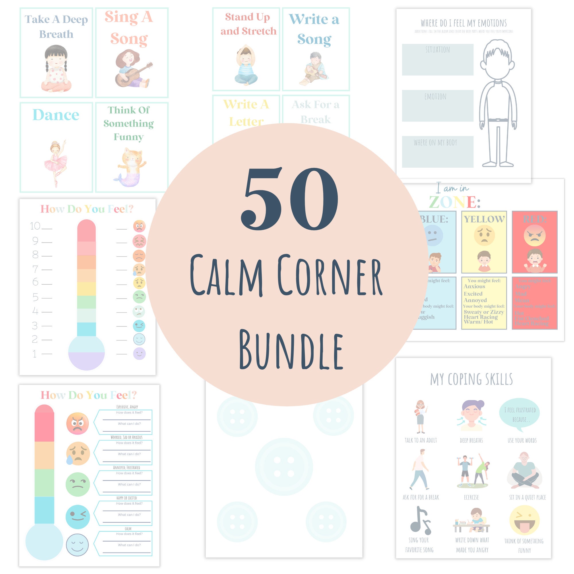 Zones of Regulation, Calm Down Corner Activity, Kids Mindfulness