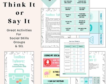 Say It, Think It Or Filter First, SEL, School Counseling, Social Skills Groups