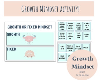 Growth mindset activity, growth mindset vs fixed mindset, Teacher activity, Education materials. Counselor Materials, Therapy Materials
