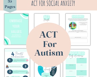 ACT For Autism, Autism Workbook, Acceptance Commitment Therapy, BCBA, Counselor, School Counselor, Neurodivergent-Affirming, Psychologist