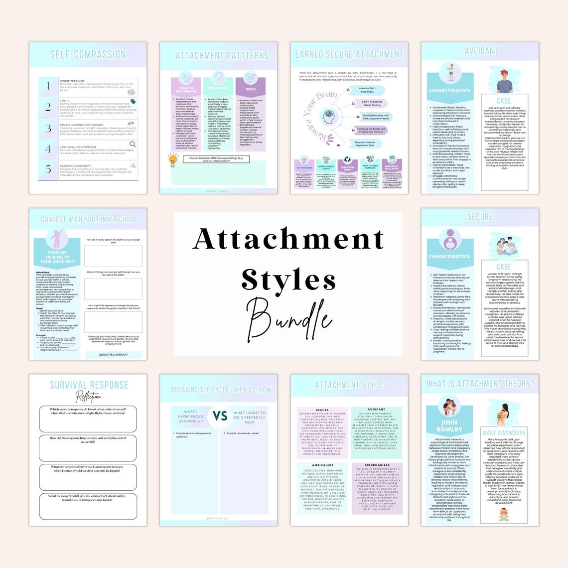 Attachment Theory Worksheets Attachment Styles for Therapist ...
