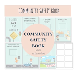 Community Safety Book, activity book for children, Adaptive Book, Autism, preschool, kindergarten, homeschool, kids, stay safe on the road