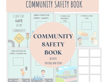 Community Safety Book, activity book for children, Adaptive Book, Autism, preschool, kindergarten, homeschool, kids, stay safe on the road