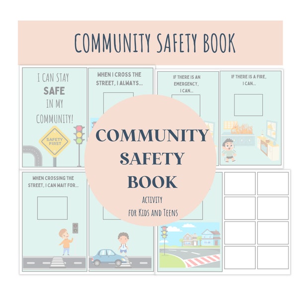 Community Safety Book, activity book for children, Adaptive Book, Autism, preschool, kindergarten, homeschool, kids, stay safe on the road