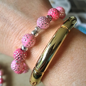 Silver Rose Bracelet with Sequins and Seed Beads