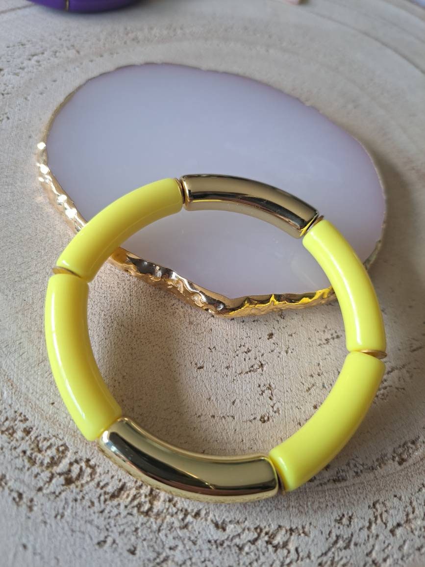 Bracelet jaune fluo tendance bijoux fantaisie