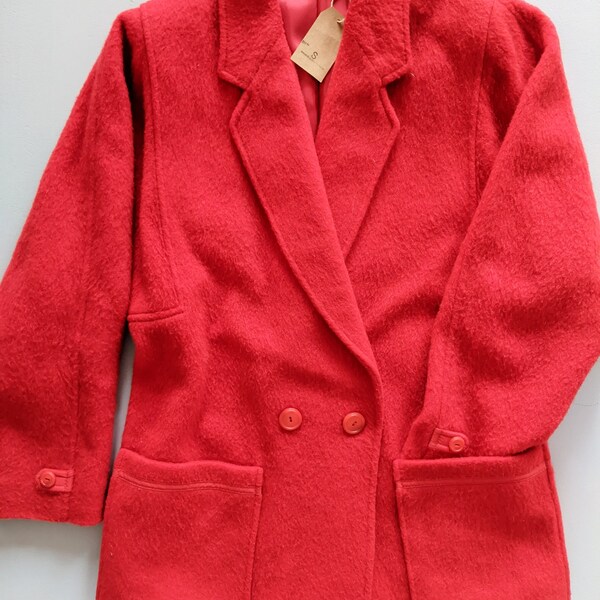 Vintage, Jacke, Wolljacke, Blazer, Rot, Gr. 40