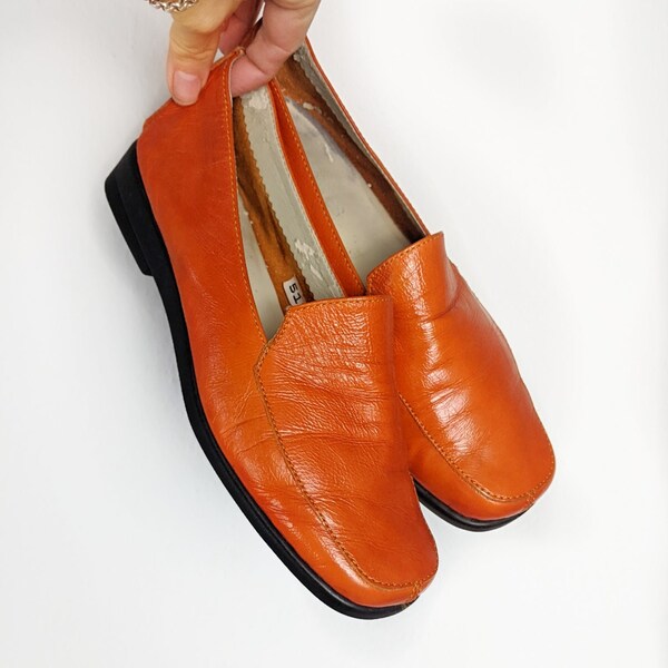 Aerosole, Schuhe, Leder Loafer, Slipper, Orange, Gr. 38