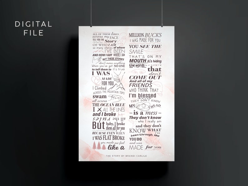 Brandi Carlile the Story Poster Lyrics Art Digital File Etsy