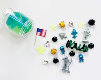 Space Playdough Jar, Sensory Activity Kit, Party Favor