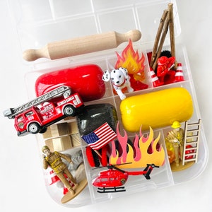 Fire Fighter Playdough Kit, Fire Truck Kit, Play Dough Kit, Red Truck Toys, Kids Sensory, Busy Box, Play Dough, Montessori Toy, On the Go