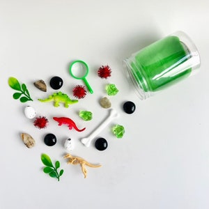Dinosaur Playdough Jar, Dinosaur Playdough Kit, Playdough To Go, Playdough Stocking Stuffers, Dino Birthday, Dino Play, Dinosaur Activity