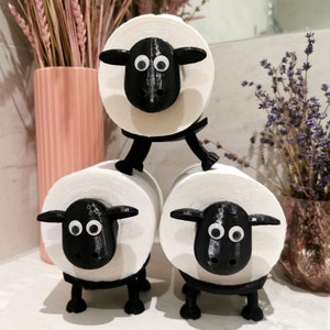 Funny Toilet Paper Roll Holder Bathroom & Toilet Organiser Accessories Home Indoor Storage- 3D printed- Sheep set of 3