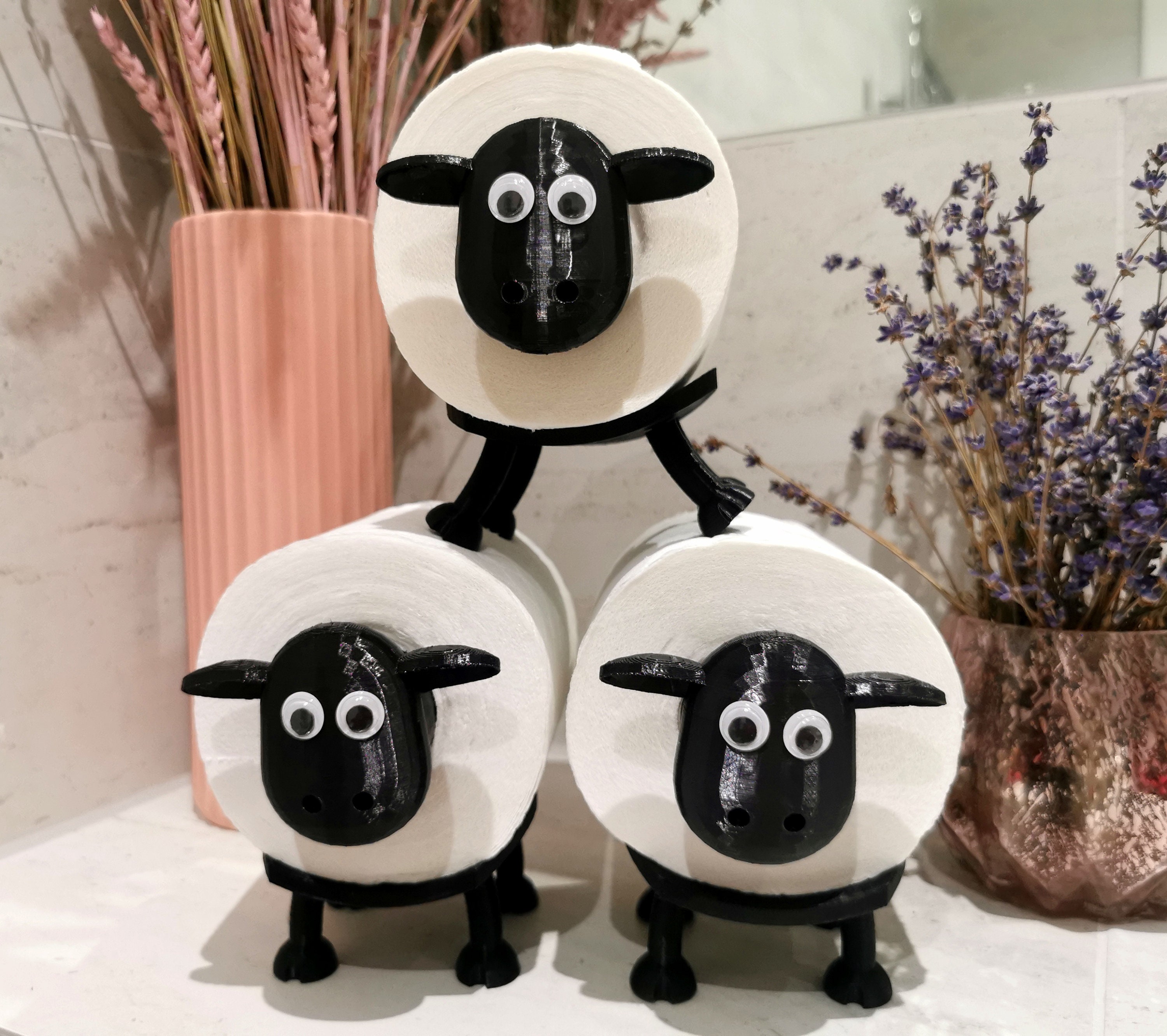 New Novelty Toilet Roll Holder Free Standing Black Sheep Bathroom Tissue  Storage