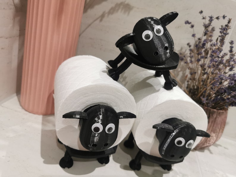 Funny Toilet Paper Roll Holder Bathroom & Toilet Organiser Accessories Home Indoor Storage 3D printed Sheep set of 3 image 4