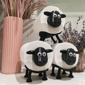 Funny Toilet Paper Roll Holder Bathroom & Toilet Organiser Accessories Home Indoor Storage 3D printed Sheep set of 3 image 3