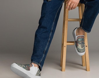 Buty wsuwane z płótna Brooklyn Bridge – męskie, wygodne, dopasowane buty sportowe, buty do chodzenia NY City Art