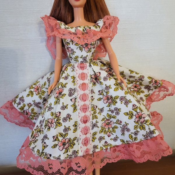 Dresses for Barbie, Handmade, One of a Kind, Floral Patterns, Original Designs