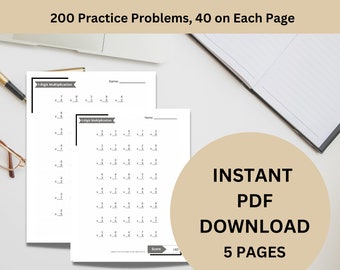 1-Digit Multiplication Practice Worksheet - 5 Pages - Printable PDF