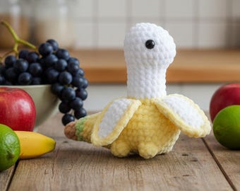 Bananasaurus Crochet Pattern PDF, Low Sew Amigurumi Dinosaur Lovey English Tutorial