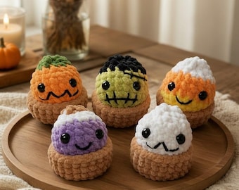 Halloween Dumpling & Steamer Crochet Pattern PDF No Sew Easy Amigurumi Plushie Kawaii Squishy Food