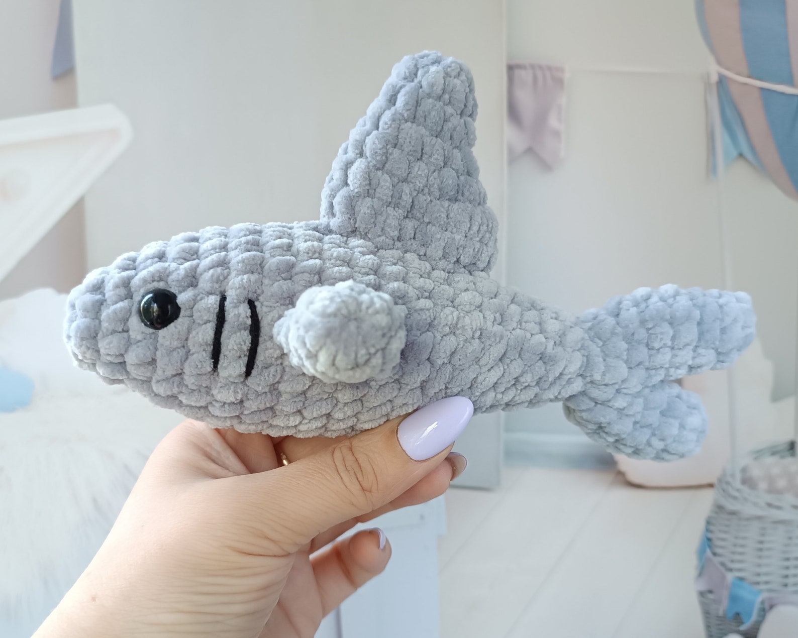 Crochet Shark Plush Pattern Cute Kawaii Keychain Amigurumi Tutorial PDF ...