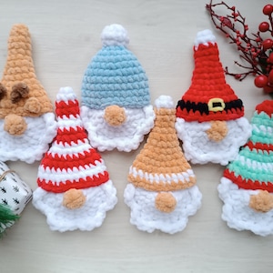 Christmas gnomes crochet patterns set of 6 amigurumi tree toys Christmas ornaments crochet keychains Amigurumi tutorial PDF in English