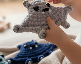 Sensory Bat Crochet Pattern PDF Beaded Fidget Toy Nocturnal Animal No Sew Amigurumi Plushie