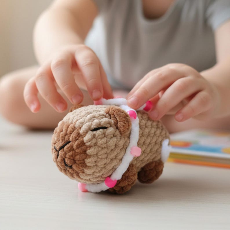 Animal Au Crochet Positif - Capybara Peluche Inspirante Avec Carte - Déco Bureau, Cadeau Diplôme, Anniversaire