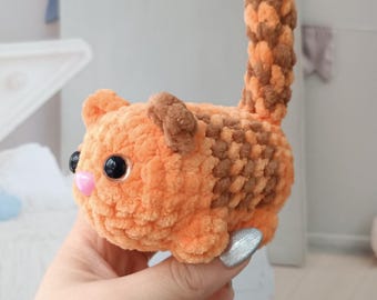 Patrón de peluche de gato sin coser, lindos llaveros de gatito a crochet, mini peluche de gato jengibre, lindos llaveros kawaii, tutorial de amigurumi en PDF en inglés