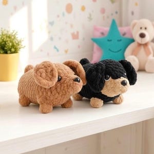 No Sew Dachshund Crochet Patterns PDF Easy Amigurumi Plushie Dogs Beginner Puppy Pocket Buddy