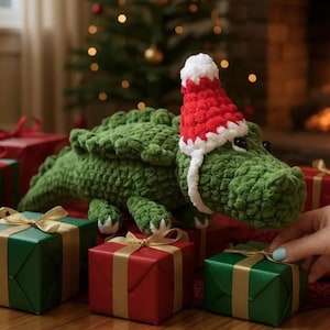 Crocodile Crochet Pattern PDF No Sew Amigurumi Alligator Plush Toy, Cute Handmade Stuffed Animal DIY Christmas Gift Souvenir Tutorial in Eng