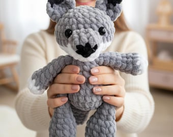 Easy Wolf Crochet Pattern PDF Beginner Friendly Low Sew Amigurumi Plushie Woodland Animal