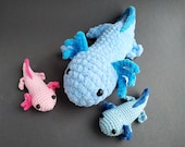 Axolotl plush family no sew crochet pattern do it yourself Christmas gift axolotl crochet pattern Amigurumi tutorial PDF in English