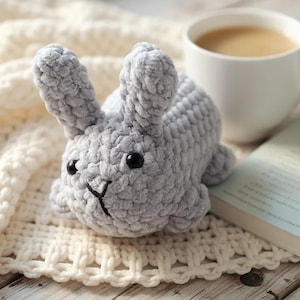 Bunny crochet pattern No sew Amigurumi Rabbit keychains, DIY Beginner Stuffed Animal Tutorial English