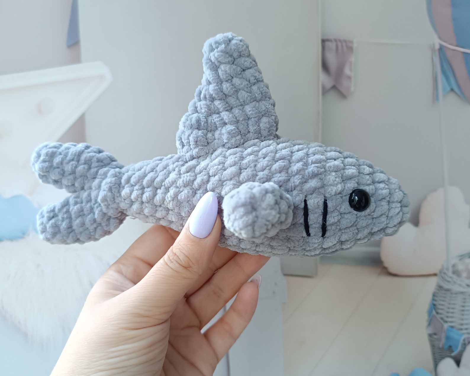 Crochet Shark Plush Pattern Cute Kawaii Keychain Amigurumi Tutorial PDF ...