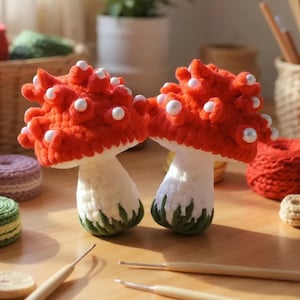 Mushroom Pop Crochet Pattern Beaded Fidget toy - No Sew Amigurumi Fly Agaric Sensory Toy - DIY Tutorial in English