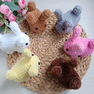 No sew crochet Bunny plush pattern mini cute kawaii keychains Rabbit amigurumi tutorial PDF in English