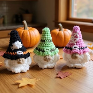 Gnome Ornaments Crochet Patterns, Amigurumi Crochet Keychains, DIY Cute Halloween Decor Tutorial in English