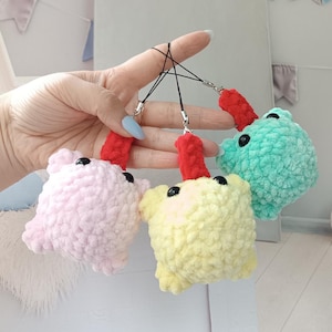 Frog plush no sew crochet pattern Frog with tongue cute kawaii crochet keychains Amigurumi tutorial PDF in English