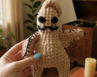 Padrão de crochê Oohie Boogie em PDF – Chaveiro de crochê de Halloween, Amigurumi do Boogie Man, Pelúcia de boneco de vodu, Tutorial de crochê DIY da NBC